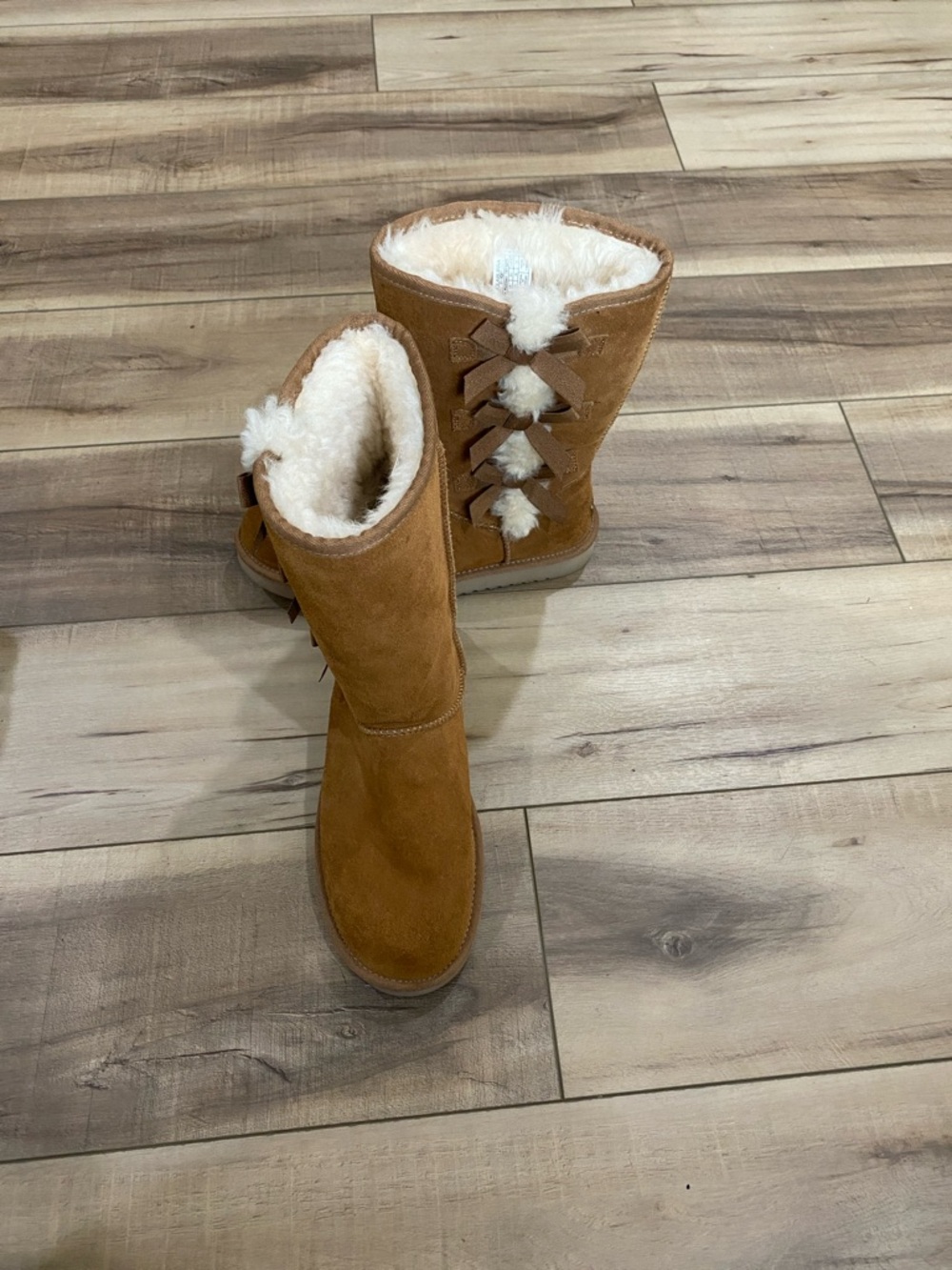 Koolaburra Mid-Calf Faux Shearling Boots - Chestnut Brown